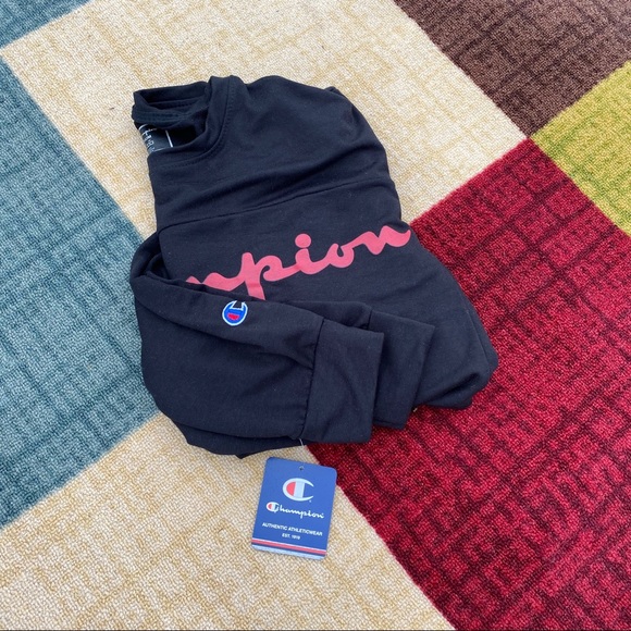 Champion Tops - Champion Cropped Sweatshirt• Black/Red Script